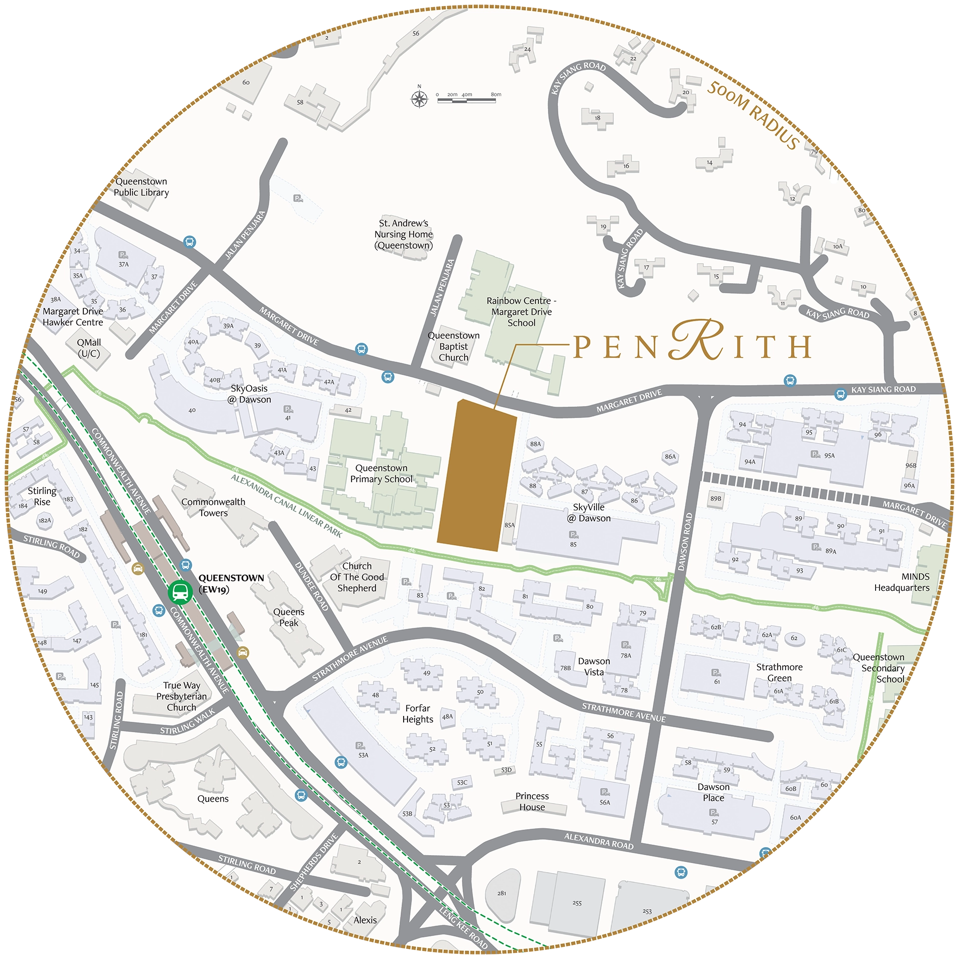 Penrith-500m Radius Map